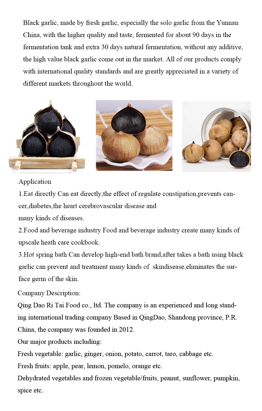 Chinese High Quality Organic Fermented Black Garlic